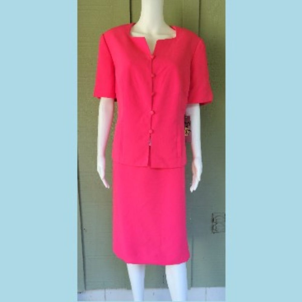 NWT EMILY Coral Pink Career Skirt Suit 14W Plus